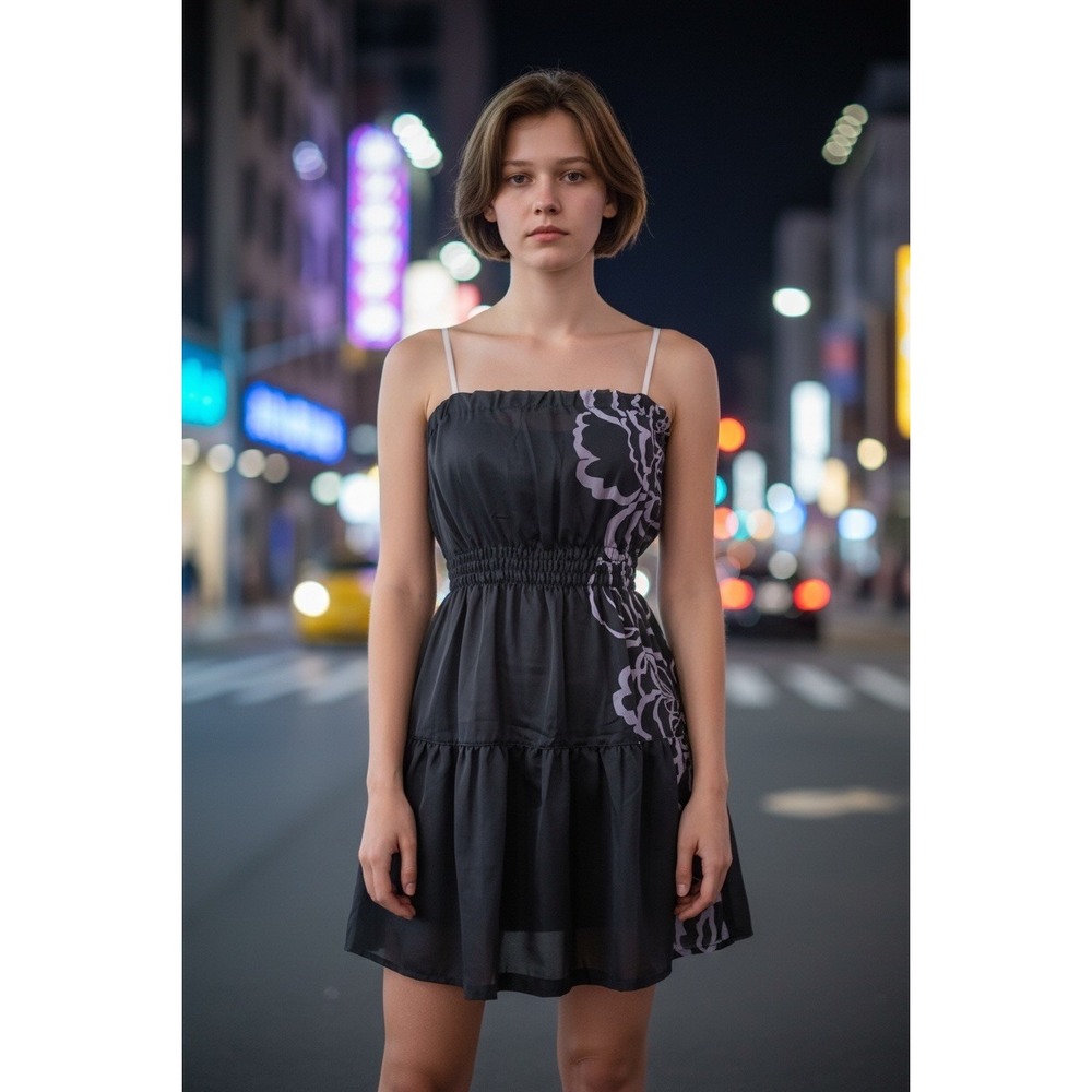 213 Womens Size M Spaghetti Strap Black Party Cocktail Dress